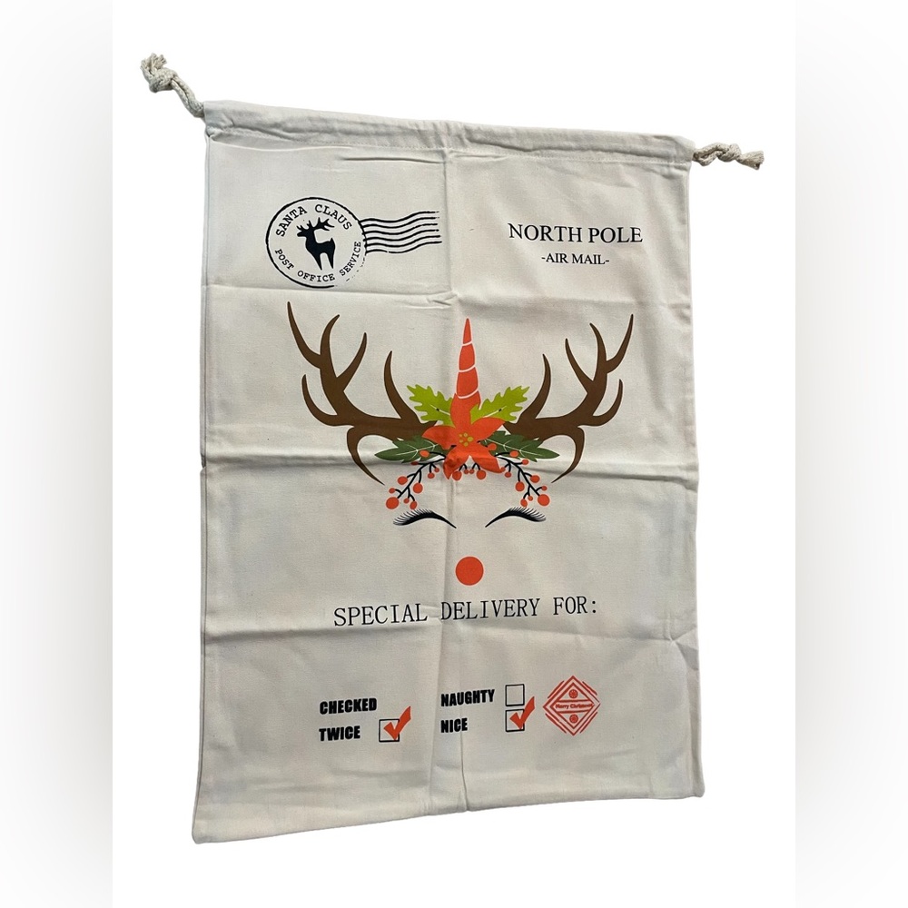 26”x 20” Drawstring Canvas Christmas Decor/Present Bag